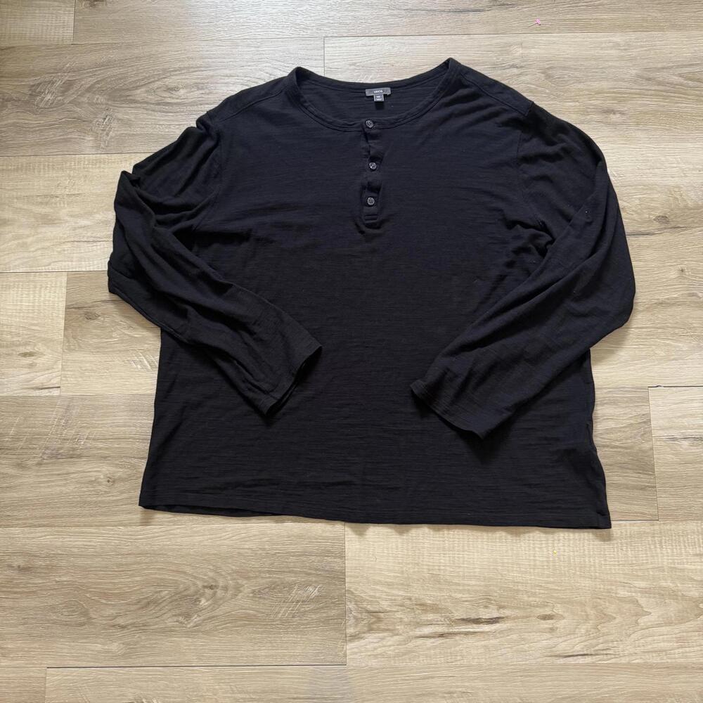 Vince Shirt Black‎ Long Sleeve Henley Men's XXL